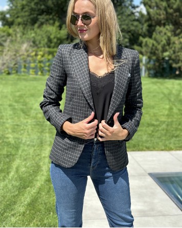 Sako dámské Emporio Armani kostkované šedé